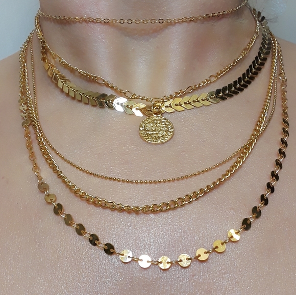 Jewelry - Gold Boho Varied Multi-Layered Coin Necklace